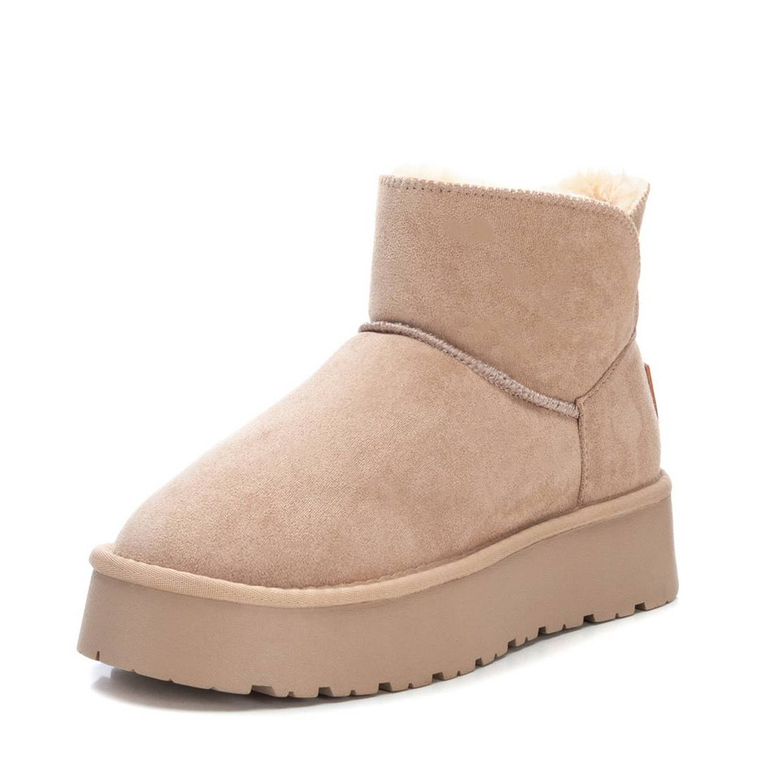 Gefütterter Winterbootie mit Plateausohle in Beige