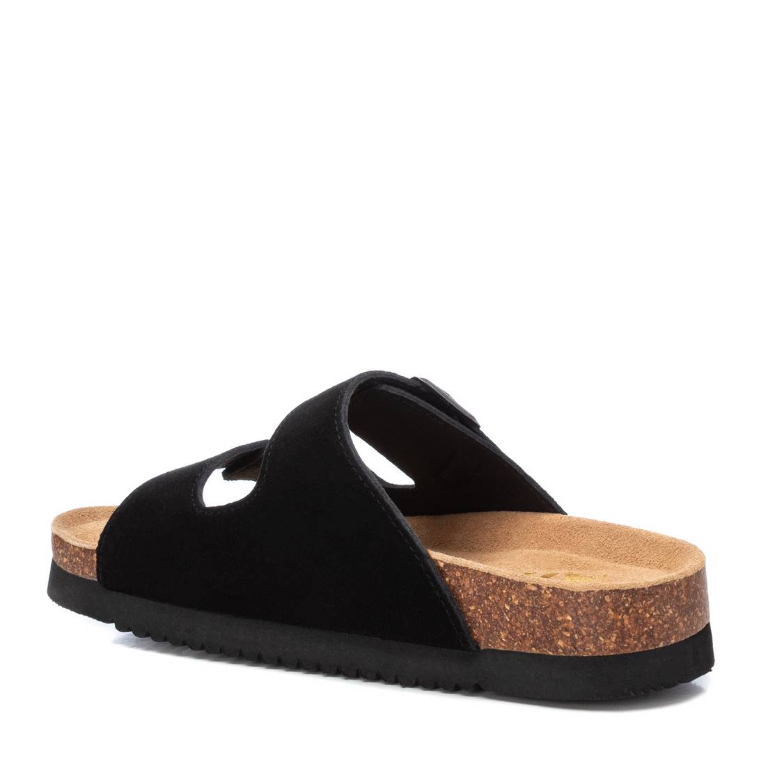 Sandalette in schwarz mit Korkfußbett & verstellbaren Schnallen