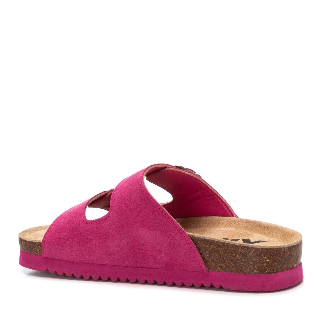 Sandalette in pink mit Korkfußbett & verstellbaren Schnallen