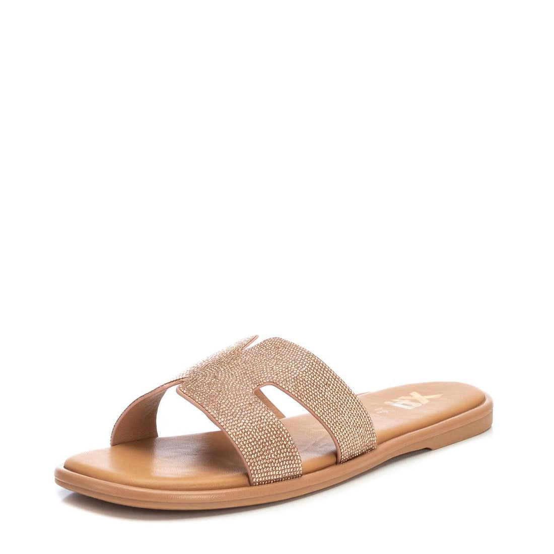 Bequeme Pantolette in Nude mit Strassverzierung – sommerlich & edel