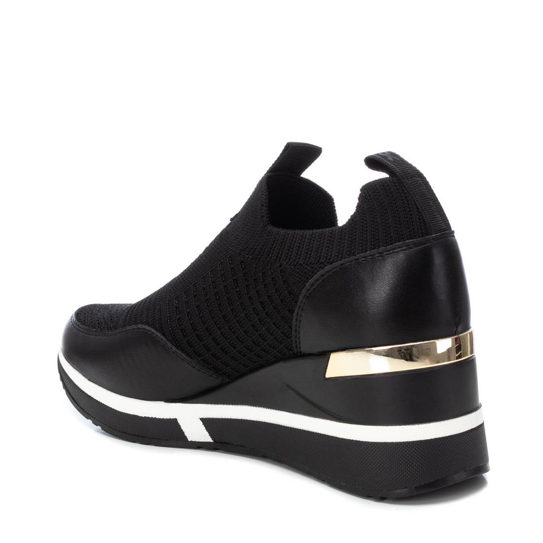 Slip-on Keilsneaker in Schwarz mit goldfarbenem Detail & Sockenschaft