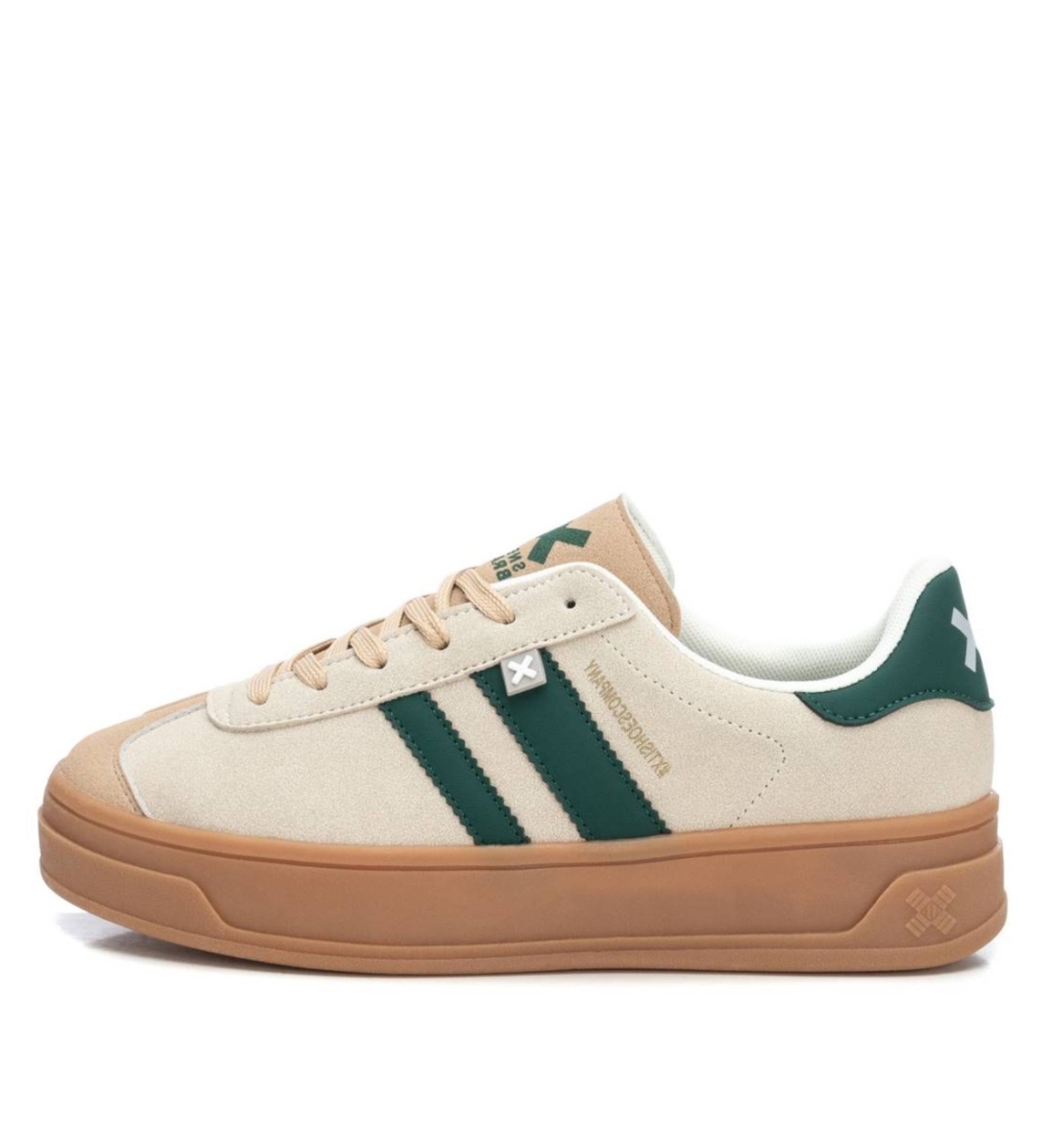 Trend-Sneaker in Beige-Grün mit Retro-Akzenten & Komfortsohle