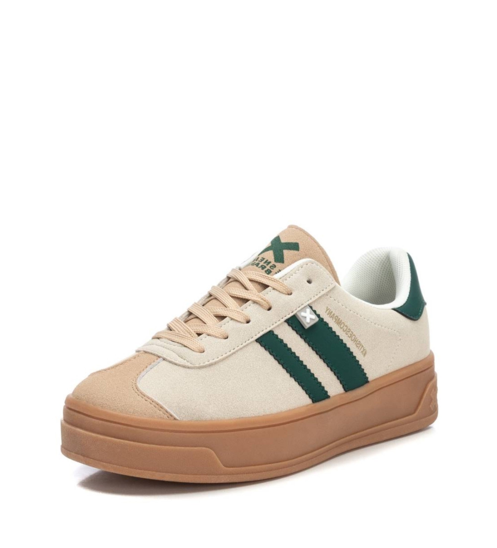 Trend-Sneaker in Beige-Grün mit Retro-Akzenten & Komfortsohle