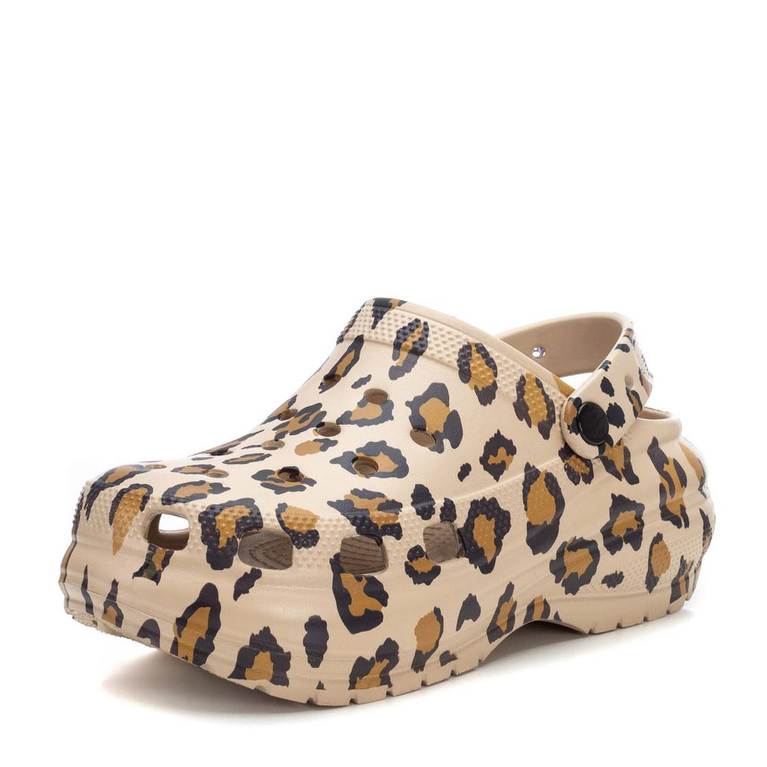 Plateau-Clogs im Leo-Look – stylische Pantoletten in Beige