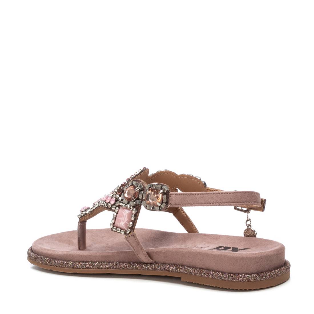 Zehentrenner-Sandale in Nude mit Schmucksteinen & Glitzersohle – feminin & bequem