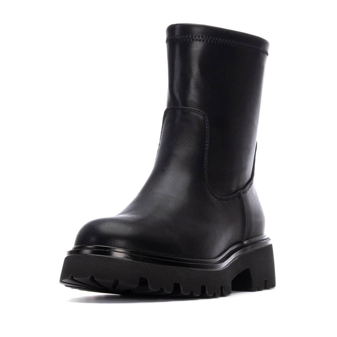 Stretch-Stiefelette in Schwarz mit Profilsohle und bequemer Passform
