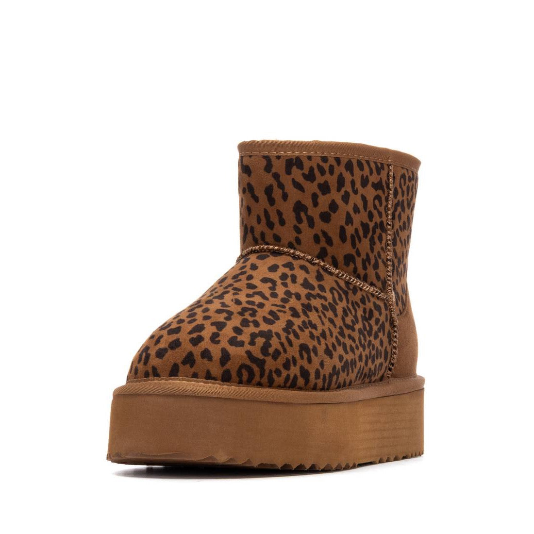 Winterboot in Braun mit Leo-Print & warmem Innenfutter