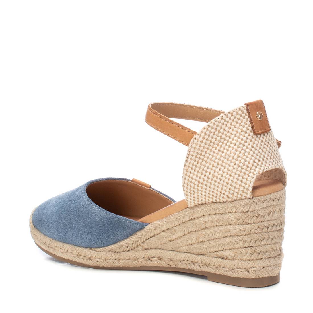 Keil-Espadrille aus Wildleder in Jeans-Optik mit Riemchen & Bastsohle – sommerlich & bequem