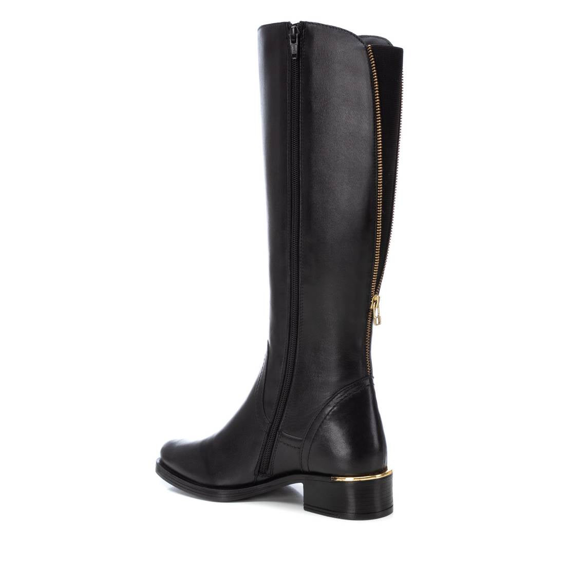 Kniehoher Lederstiefel mit verstellbarem Stretchschaft im Reitstiefel-Design