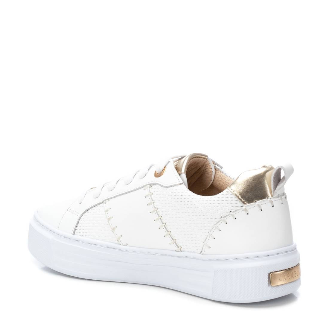 Leder-Sneaker Weiß mit Goldakzenten und Plateau – edel & komfortabel