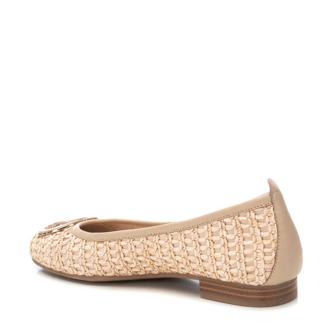 Geflochtener Leder-Ballerina mit Zierspange in Beige – Eleganz für jeden Tag