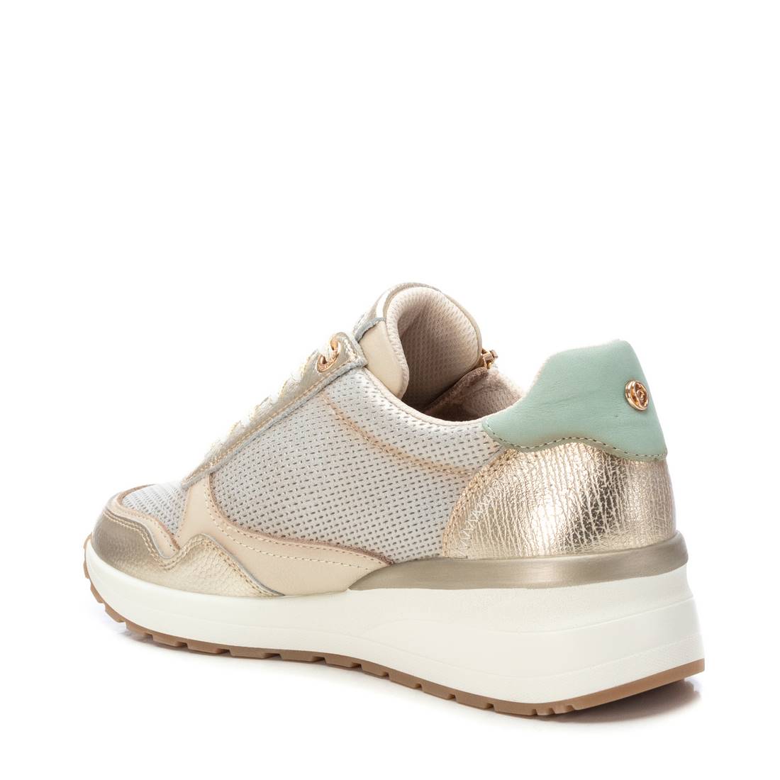 Leder-Sneaker in Gold-Metallic mit Keilsohle und sportivem Look