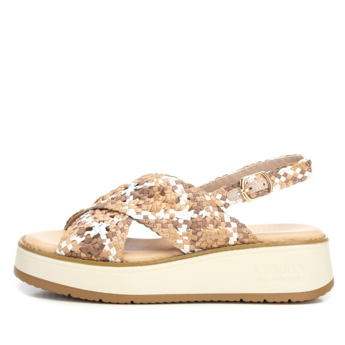 Plateausandalette mit geflochtenem Riemen in Multicolor - Echtleder & Komfort