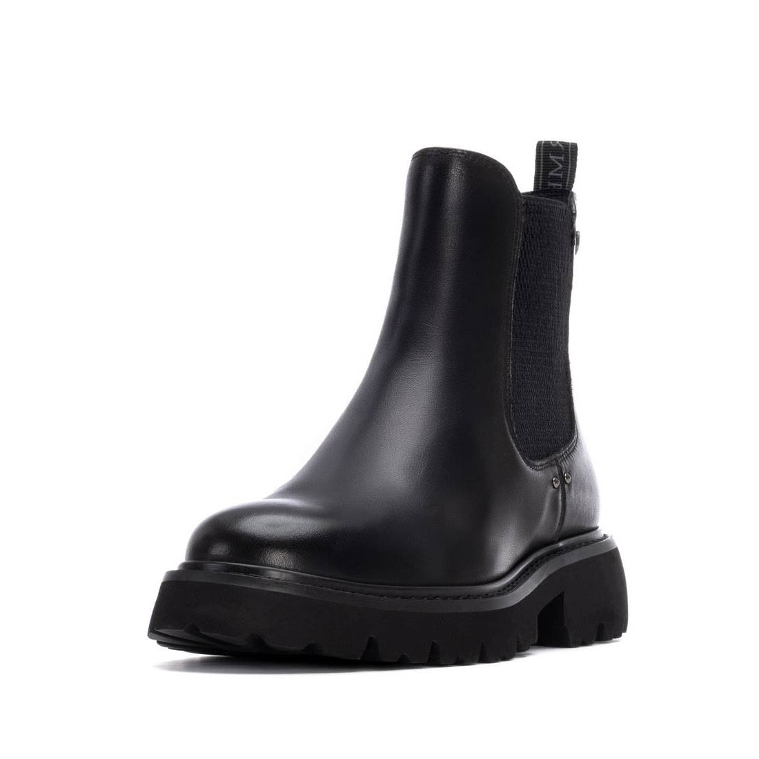 Schwarzer Leder-Chelsea Boot mit dicker Profilsohle