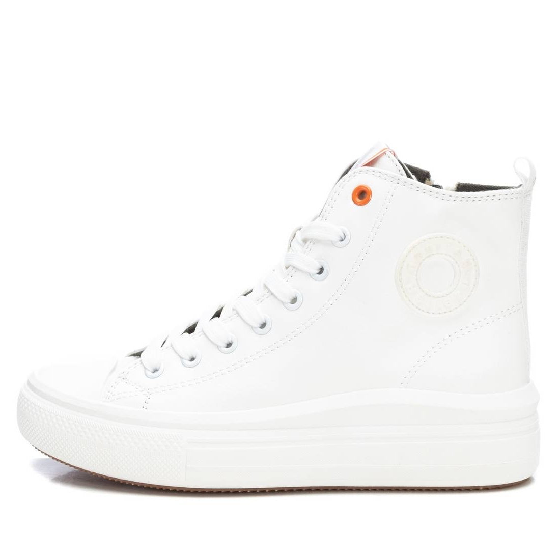 High-Top Sneaker in Weiß mit Plateau & Reißverschluss