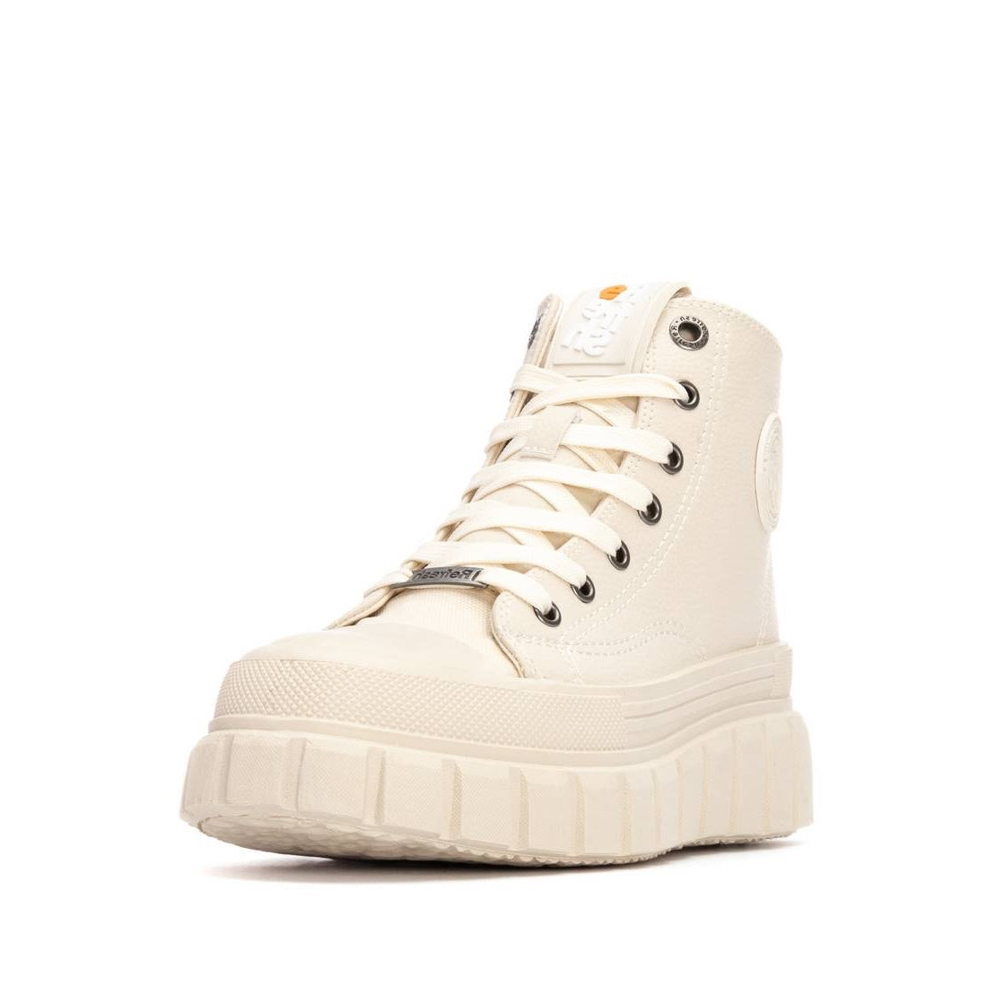 High-Top Sneaker in Beige mit dicker Chunky-Sohle & Reißverschluss