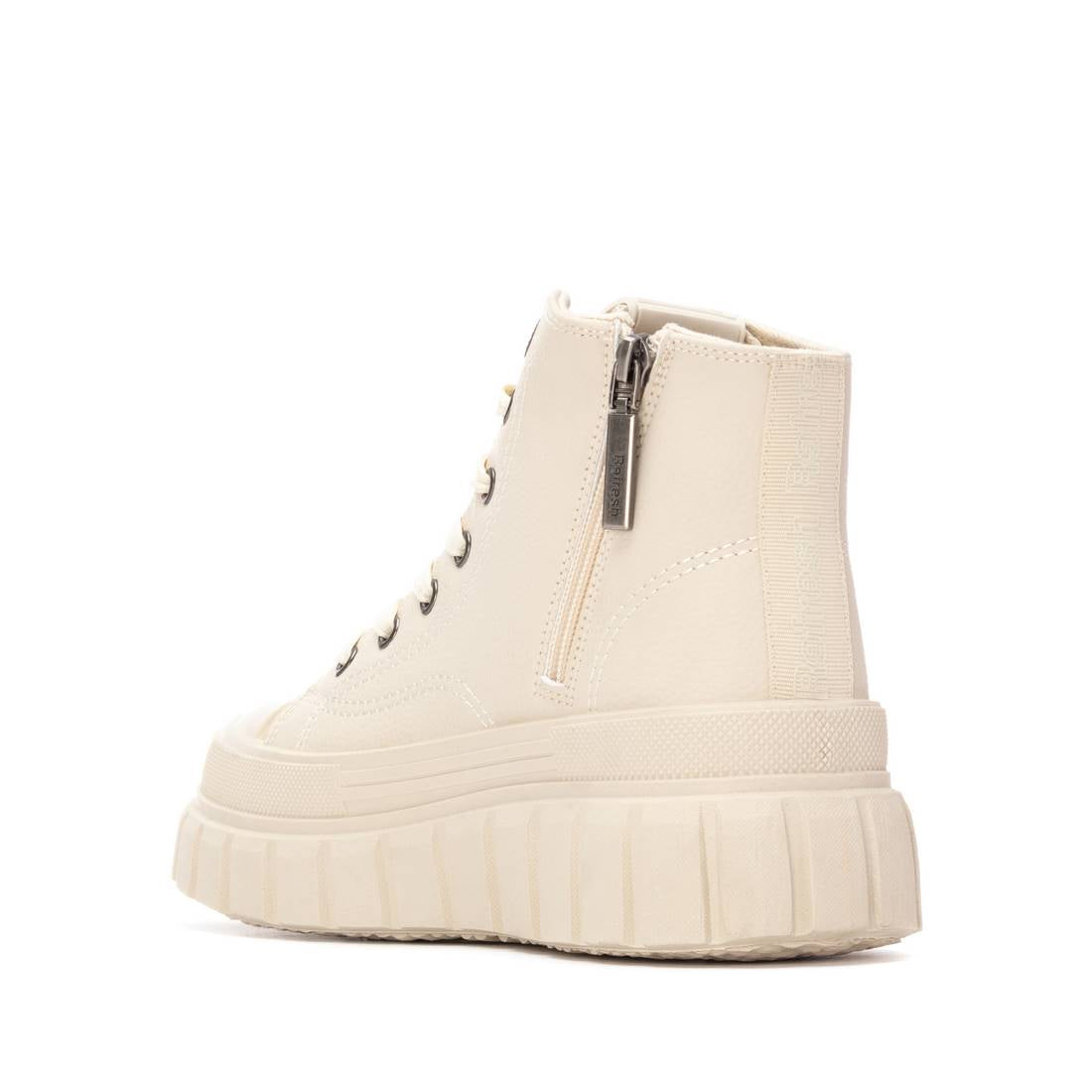 High-Top Sneaker in Beige mit dicker Chunky-Sohle & Reißverschluss