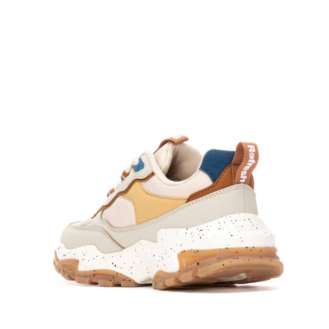 Trendiger Plateau-Sneaker in Beige mit bunten Akzenten
