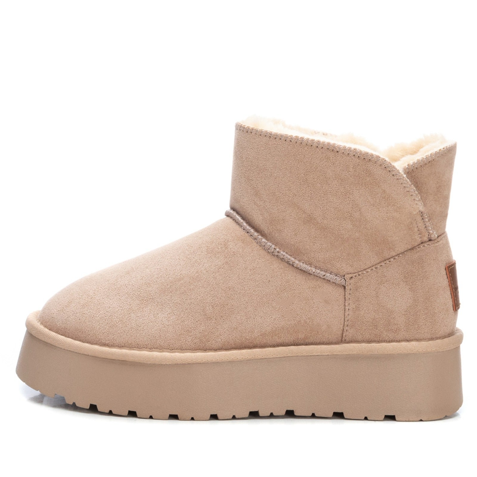 Gefütterter Winterbootie mit Plateausohle in Beige
