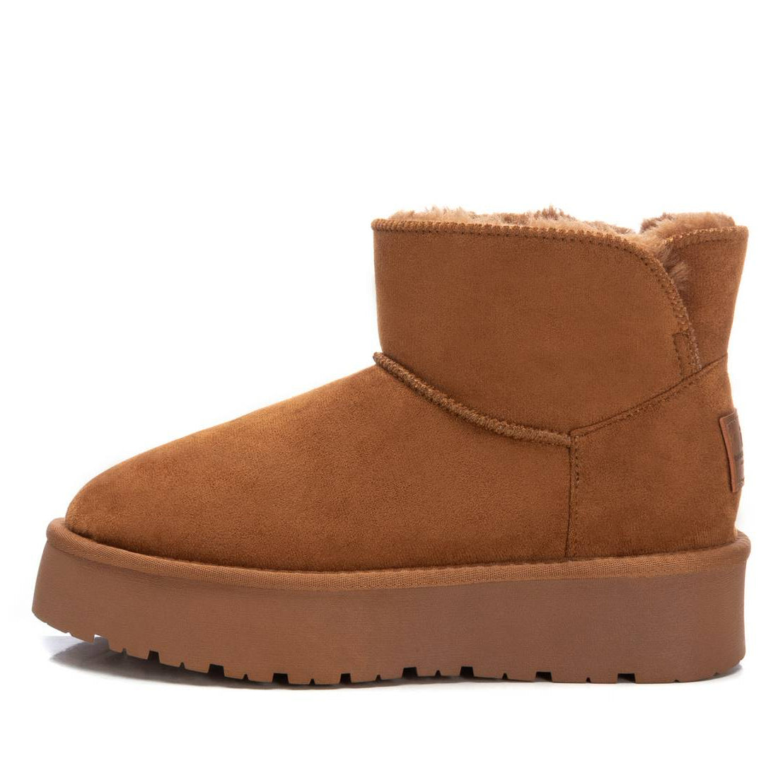 Gefütterter Winterbootie mit Plateausohle in Camel