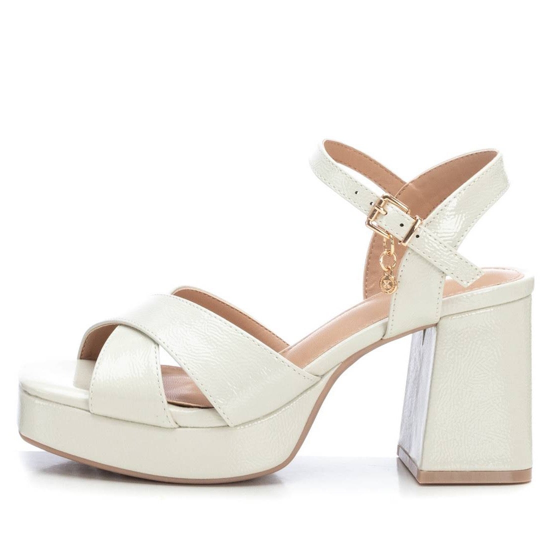 Elegante Riemchen-Sandalette in Hellgrau mit Blockabsatz & Plateau – feminin & modern