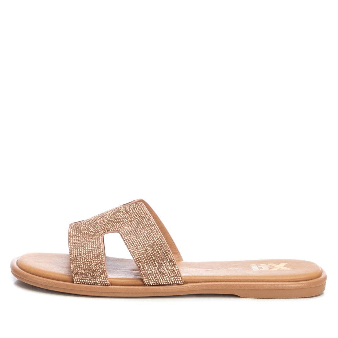 Bequeme Pantolette in Nude mit Strassverzierung – sommerlich & edel