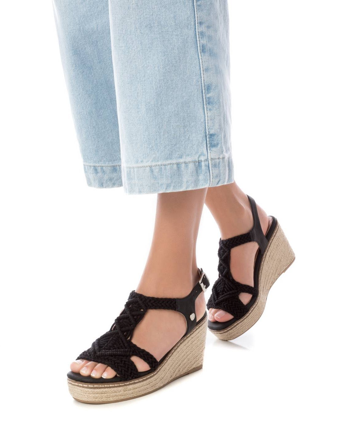 Keil-Espadrille in Schwarz mit Flechtriemen – sommerlich & komfortabel