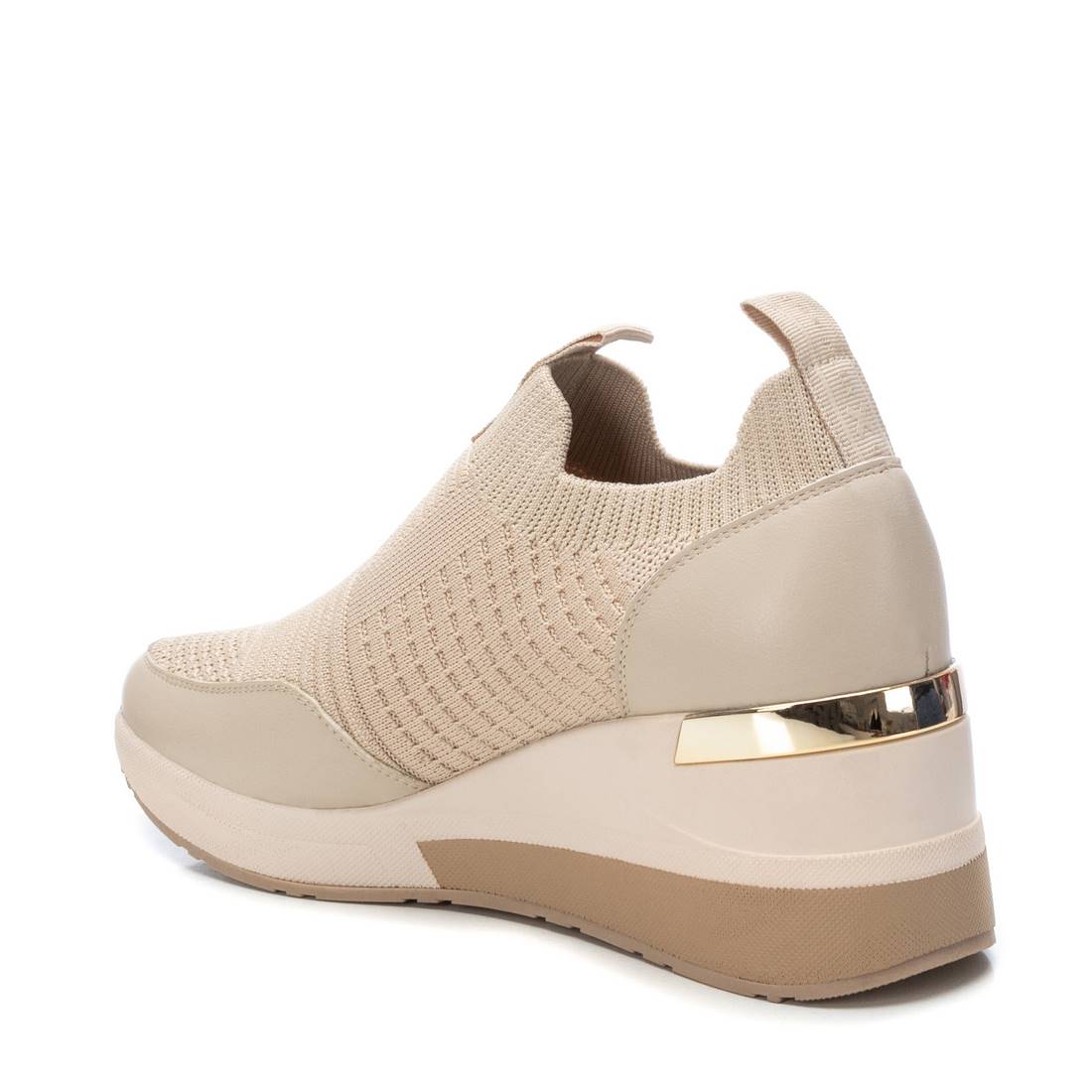 Beiger Slip-On Sneaker mit Keilsohle & goldfarbenem Fersendetail