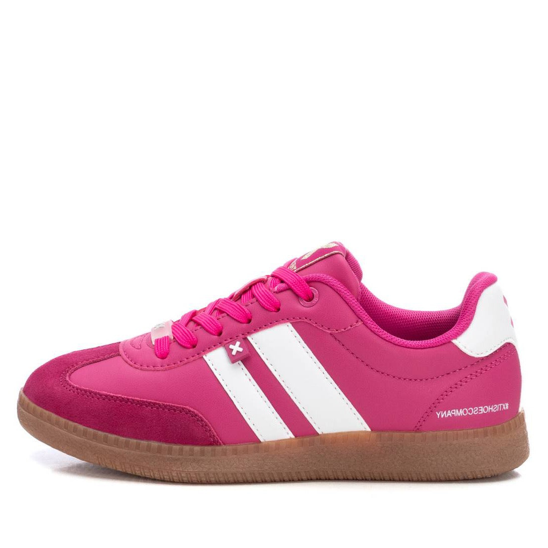 Sportlicher Damen-Sneaker in Pink mit Retro-Elementen & weißen Streifen