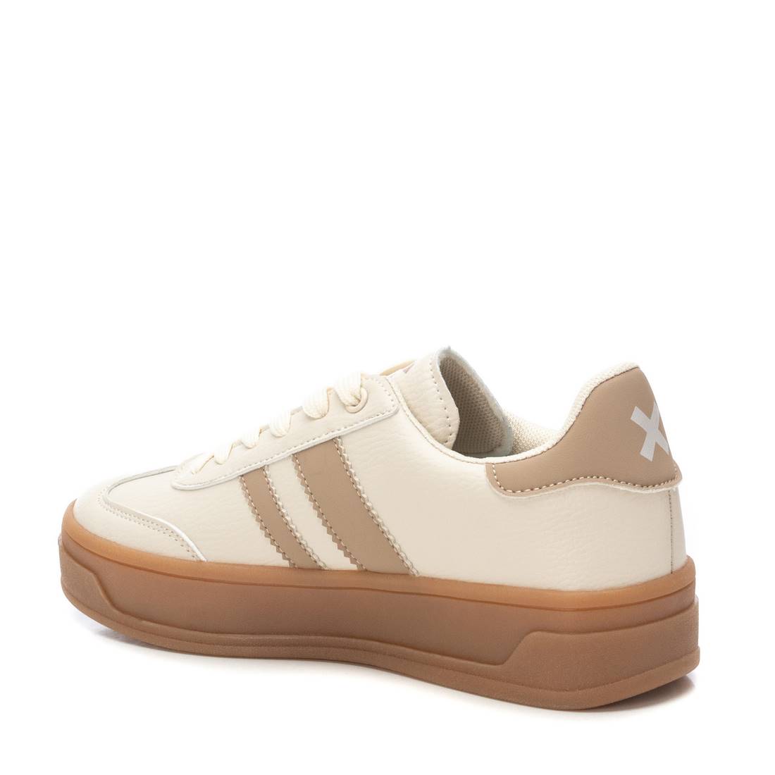 Trendiger Retro-Sneaker in Beige mit kontrastfarbener Sohle