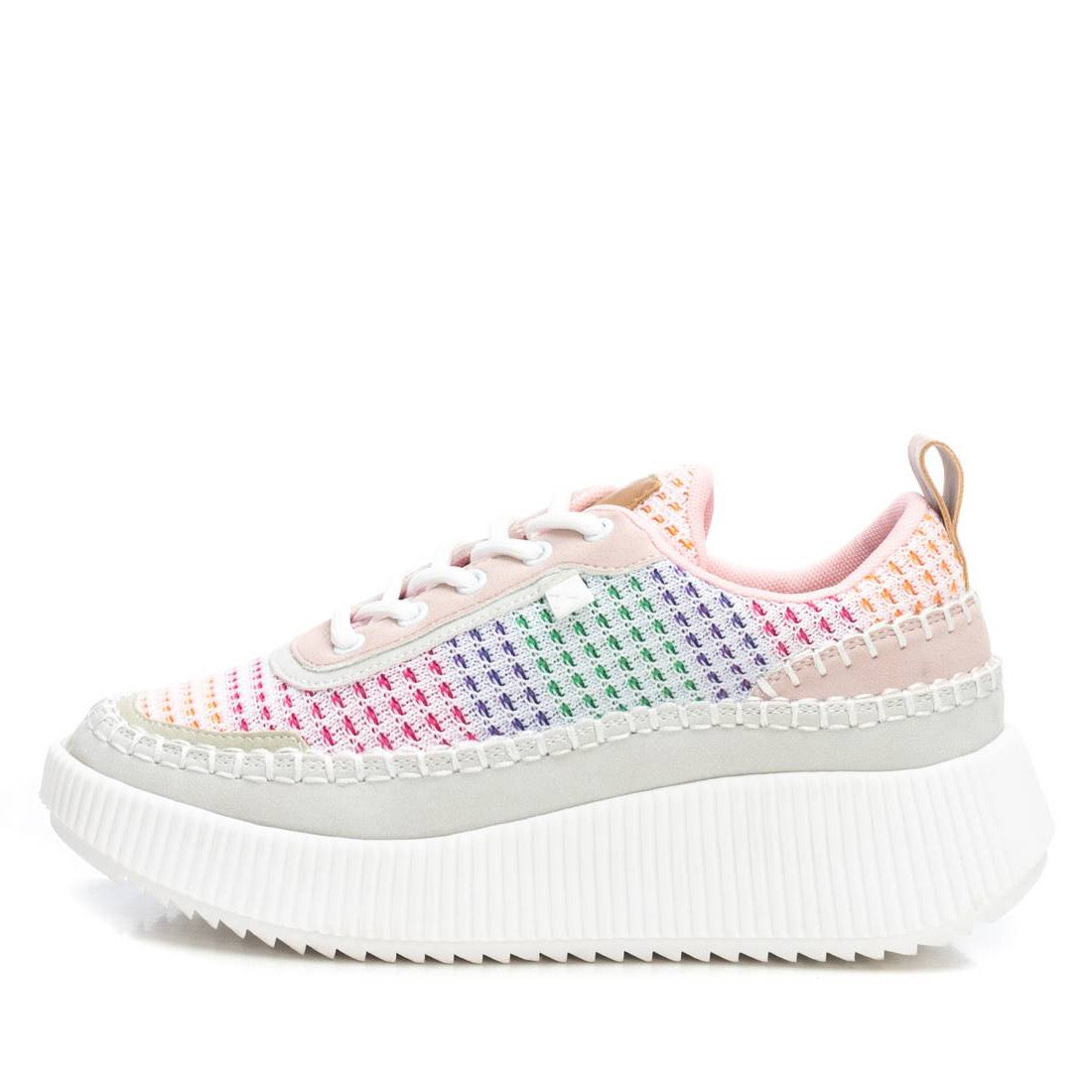 Modischer Mesh-Sneaker in Regenbogen-Optik mit Plateau und Komfortsohle