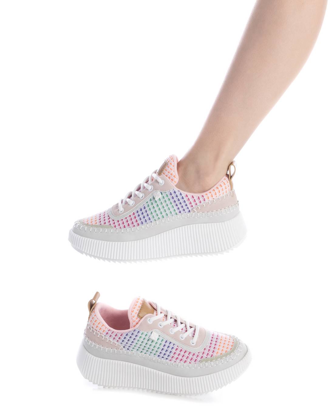 Modischer Mesh-Sneaker in Regenbogen-Optik mit Plateau und Komfortsohle