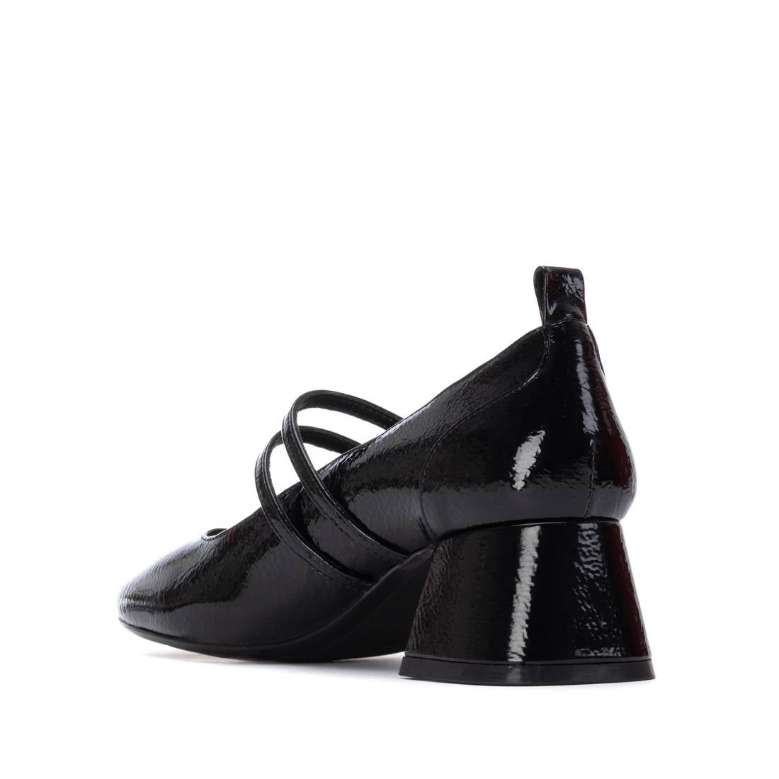 Schwarzer Mary Jane Pumps in Lackoptik mit Blockabsatz und Riemchen