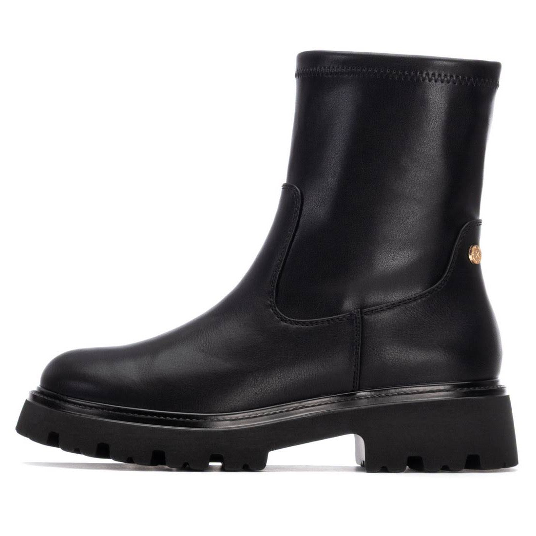 Stretch-Stiefelette in Schwarz mit Profilsohle und bequemer Passform