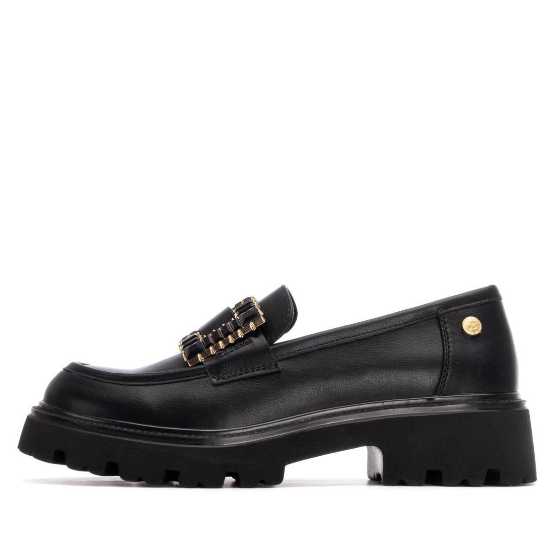 Eleganter Loafer in Schwarz mit goldfarbenem Schmuckdetail