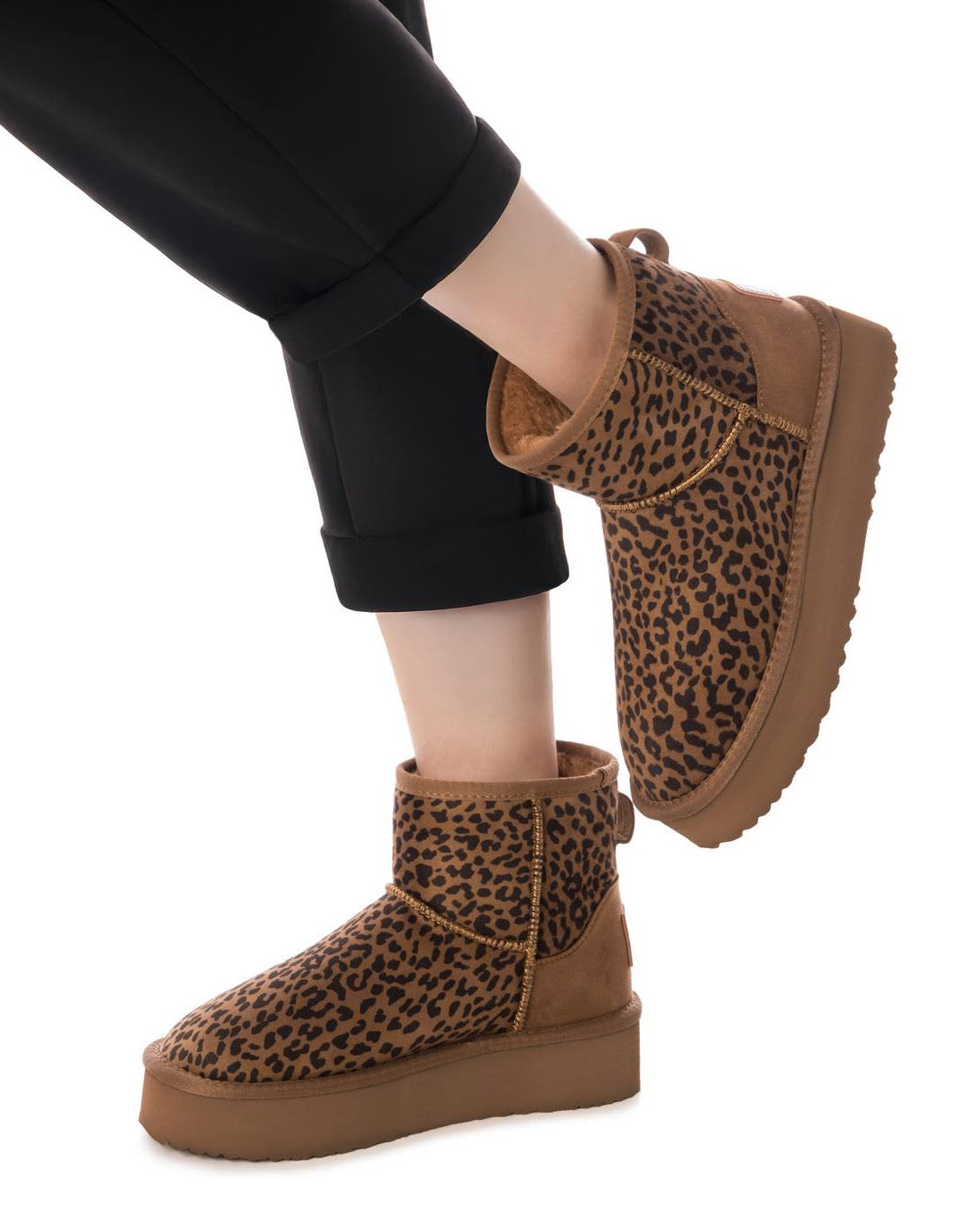 Winterboot in Braun mit Leo-Print & warmem Innenfutter