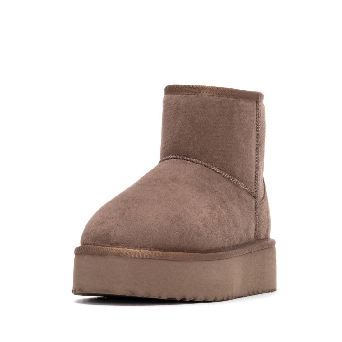 Winterbootie in Taupe mit warmer Plateausohle & Innenfutter