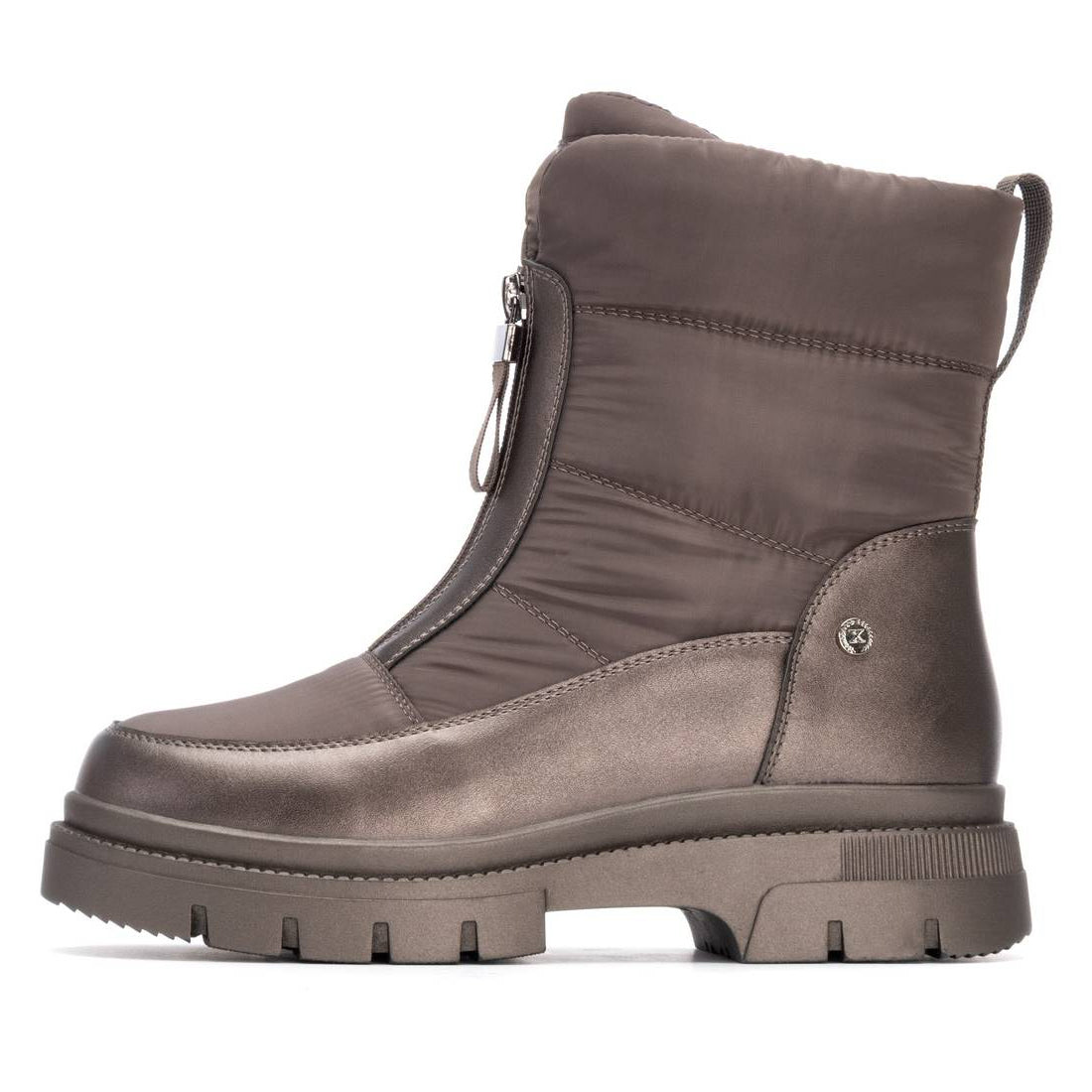 Wasserdichter bronzefarbener Winterboot mit Fellfutter und Reißverschluss