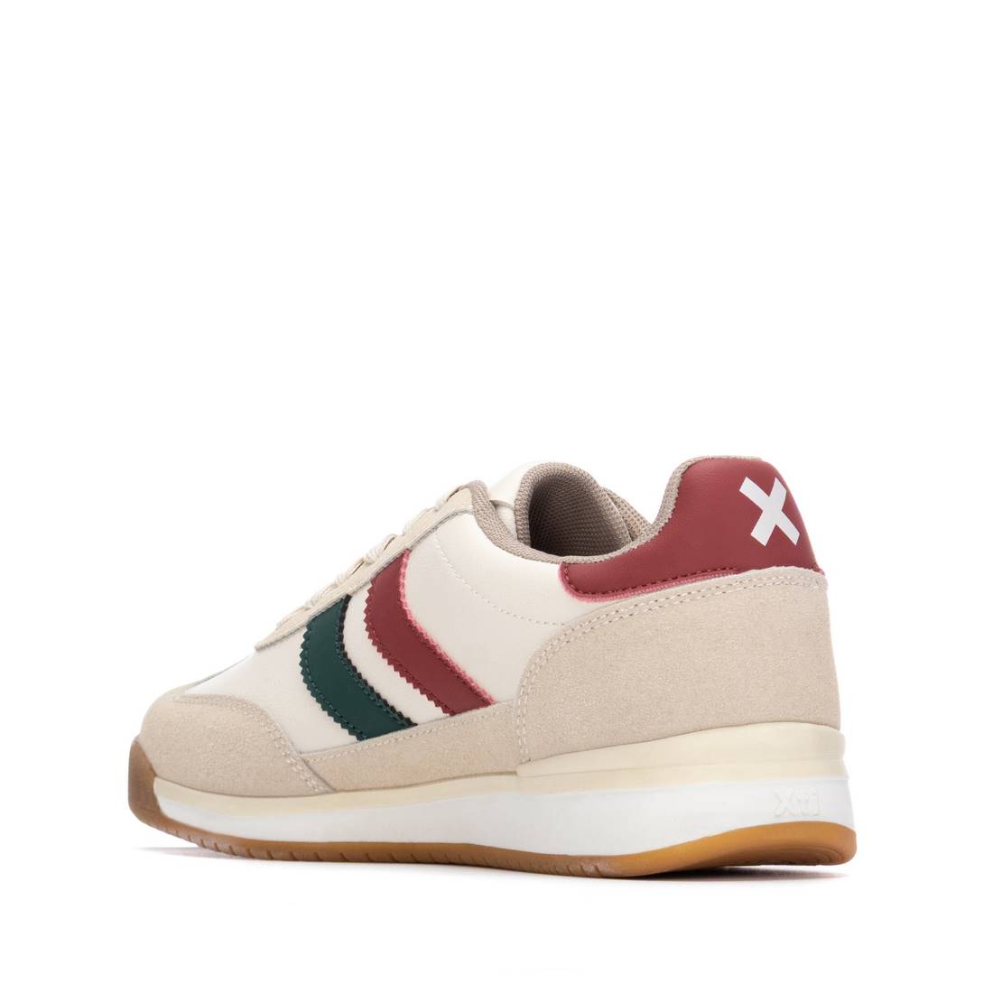 Retro-Sneaker in Beige mit farbigen Streifen & bequemem Tragekomfort