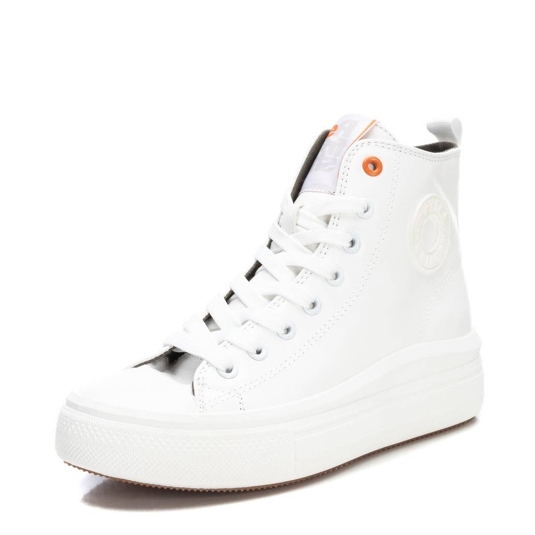 High-Top Sneaker in Weiß mit Plateau & Reißverschluss