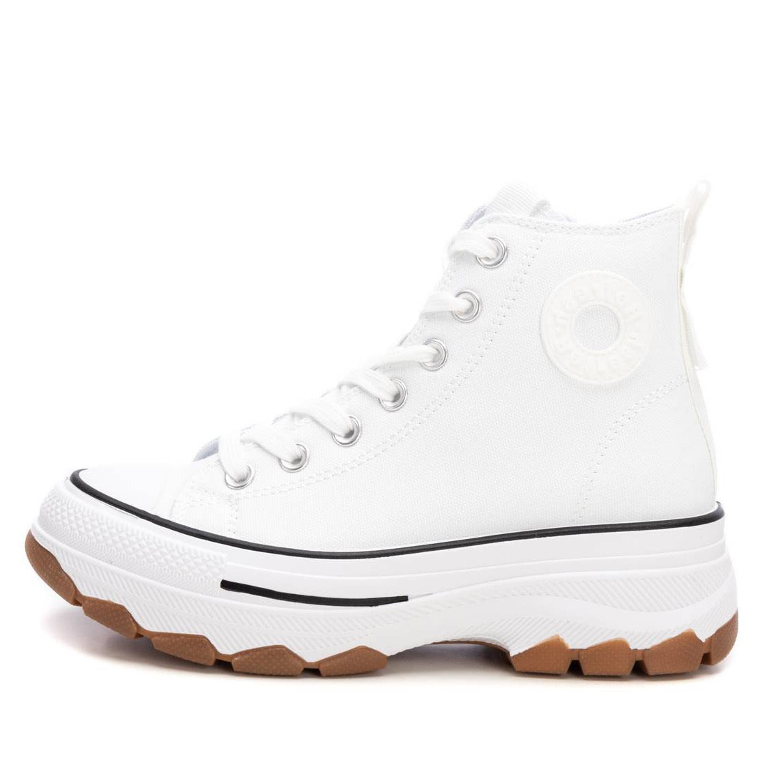 High-Top Sneaker in Weiß mit Plateausohle und Reißverschluss – Chunky Style