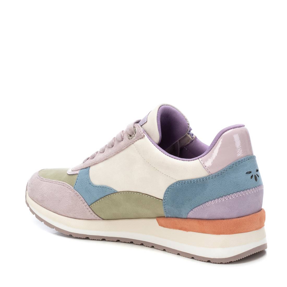 Fliederfarbener Sneaker mit Reißverschluss & Multicolor-Elementen – lässig & vielseitig