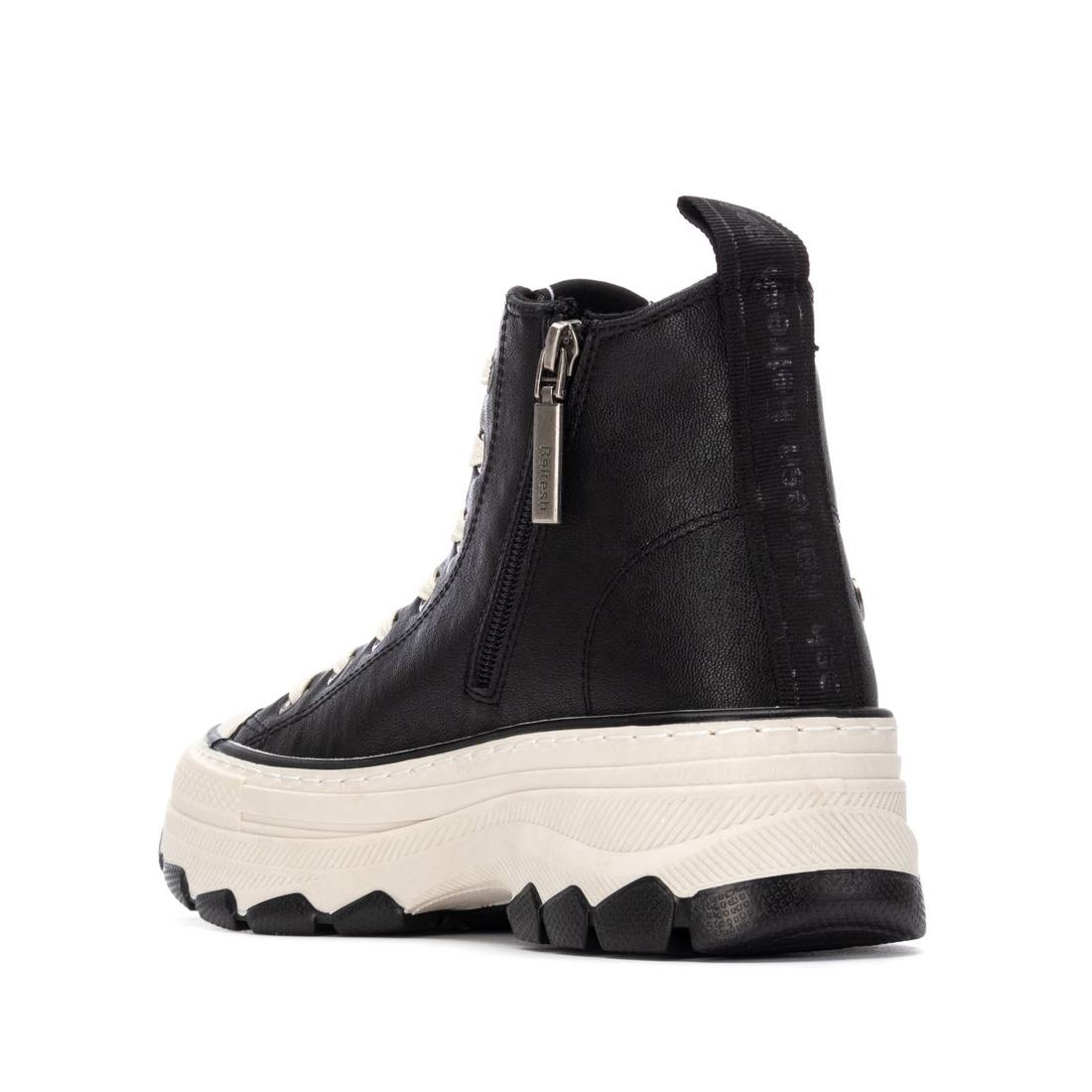 High-Top Chunky Sneaker in Schwarz mit Reißverschluss & Plateausohle