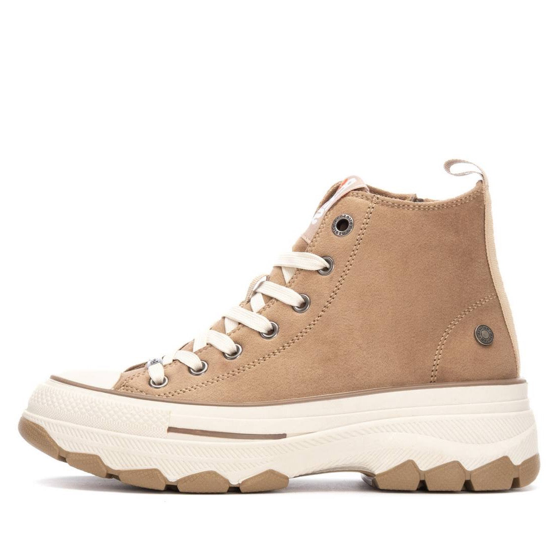 High-Top Sneaker mit Reißverschluss und Chunky-Sohle in Taupe