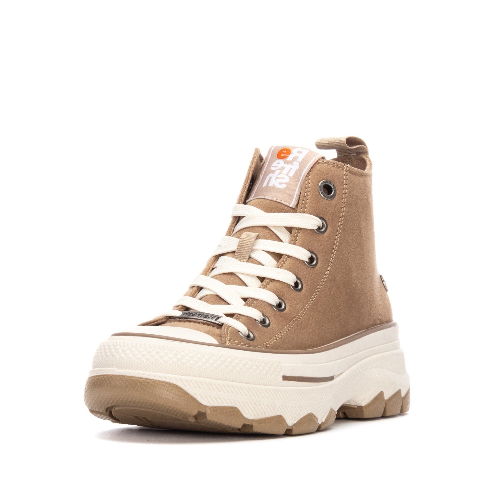 High-Top Sneaker mit Reißverschluss und Chunky-Sohle in Taupe