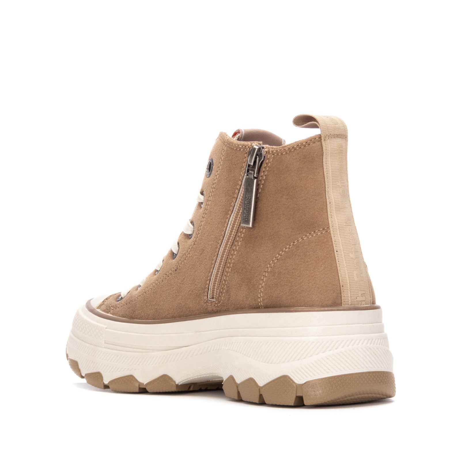 High-Top Sneaker mit Reißverschluss und Chunky-Sohle in Taupe