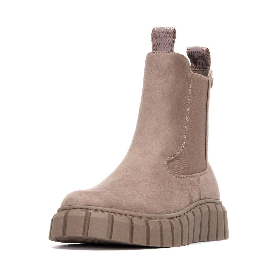 Trendiger Chunky Chelsea Boot in Taupe mit Reißverschluss