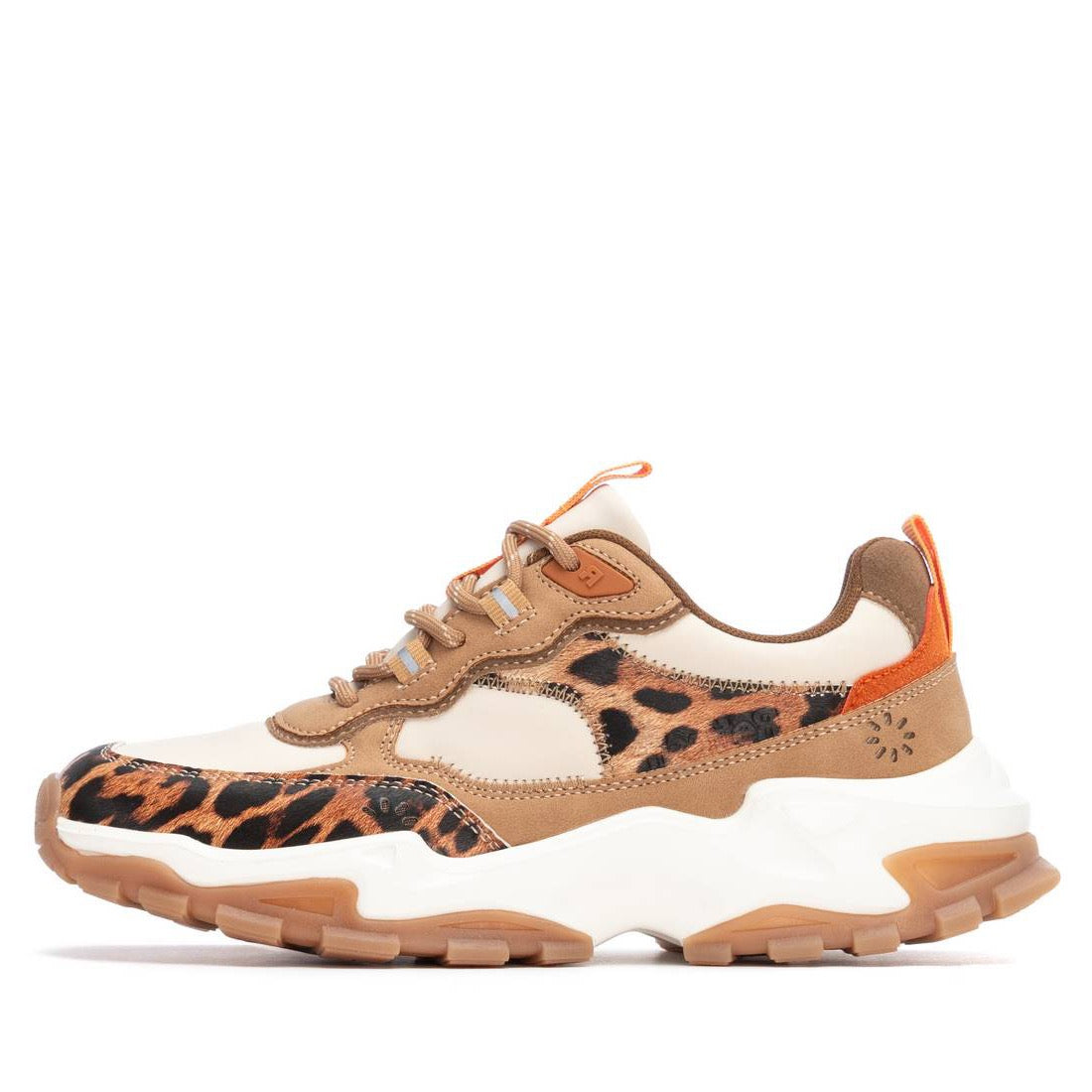 Chunky-Sneaker in Camel mit Leopardenmuster und sportlicher Profilsohle