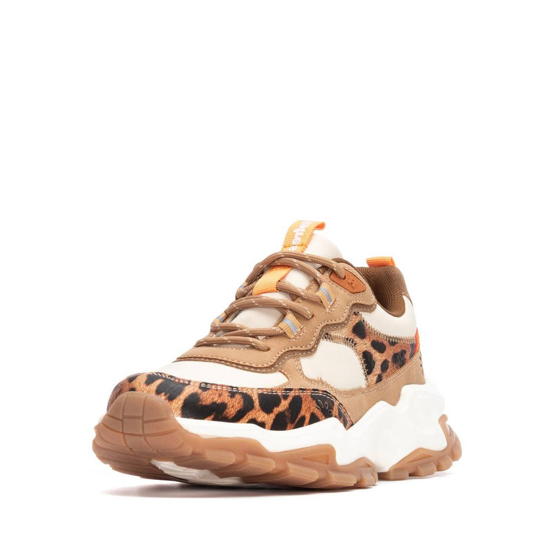 Chunky-Sneaker in Camel mit Leopardenmuster und sportlicher Profilsohle