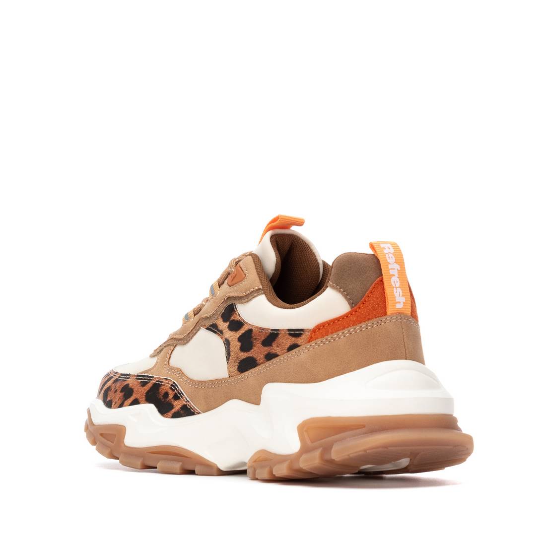 Chunky-Sneaker in Camel mit Leopardenmuster und sportlicher Profilsohle